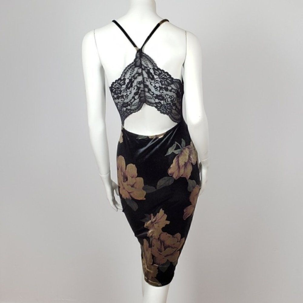 VELVET SHEATH DRESS V NECK   OPEN BACK WITH‎ - Picture 3 of 4